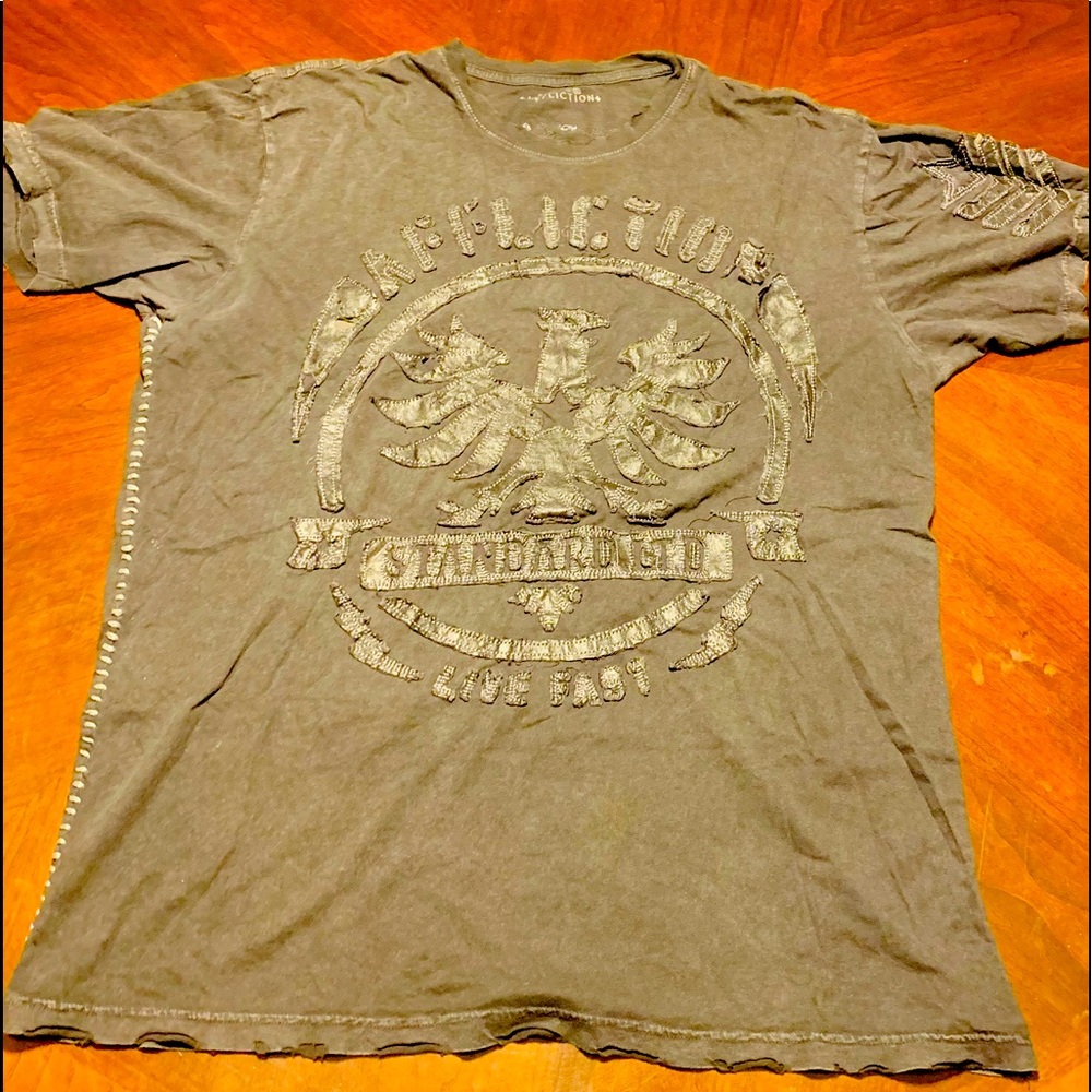 Affliction shirt style is black shirt came faded